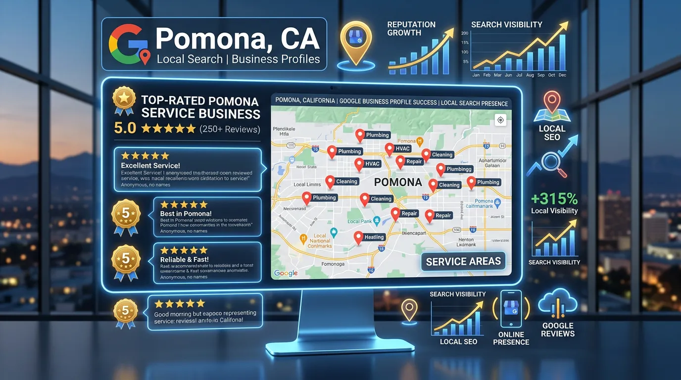 Pomona California Google Business Profile 5-star reviews and strong local search presence